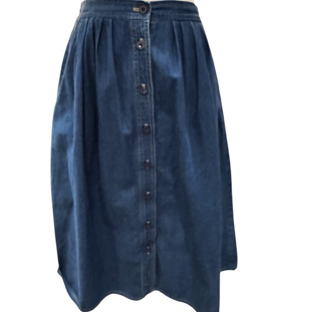 Koret Denim Button-Front Maxi Skirt - Deep Blue
